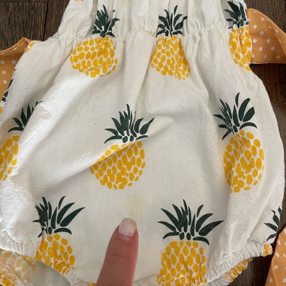 Tong bei Qi Pineapple Bodysuit Ruffles Short Sleeve Bowknot Sash size 100 - Picture 5 of 8